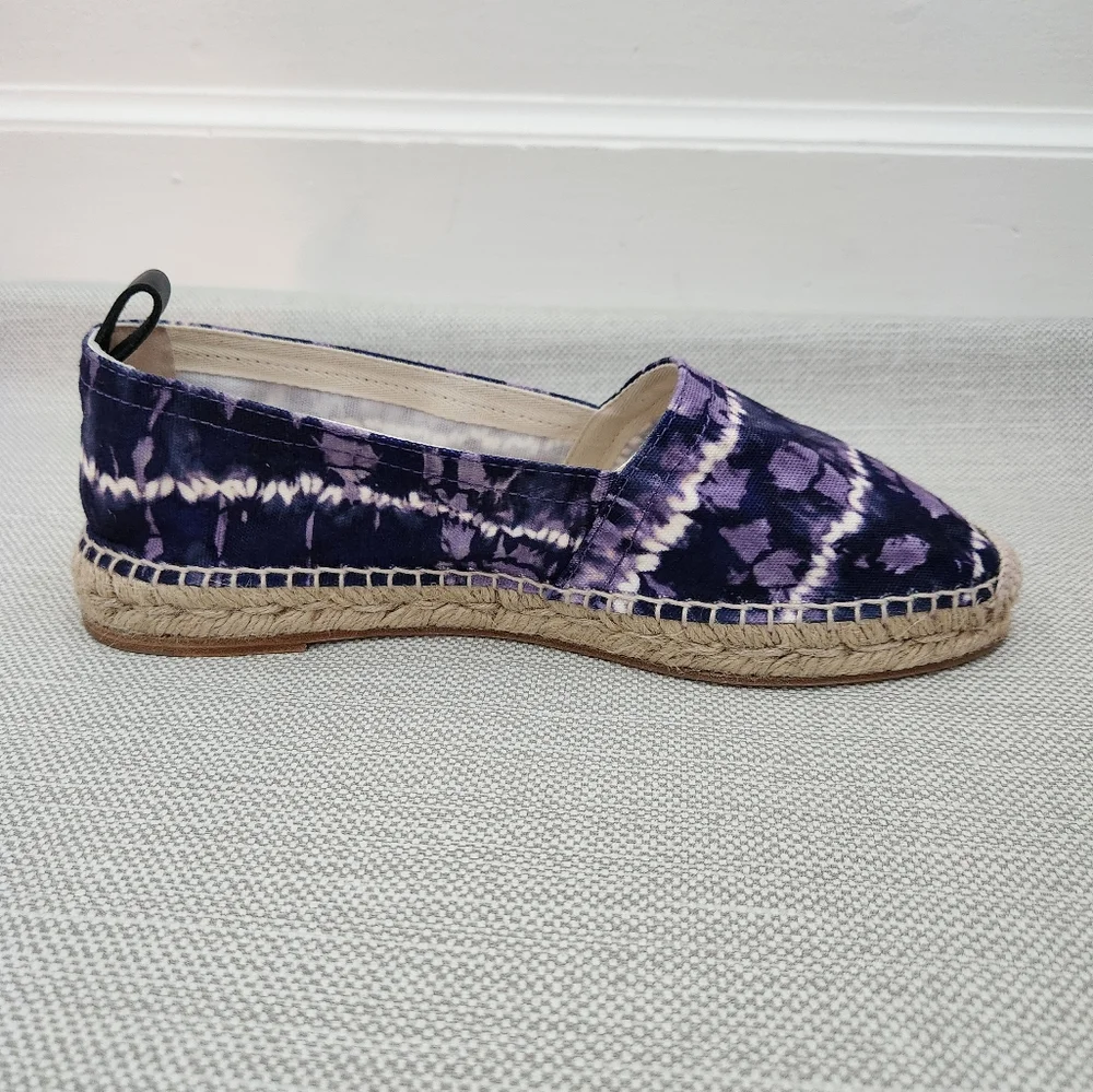 Altuzarra Kenda Size 41 Tie Dye Print Canvas Espadrille Loafer Berry Blue
